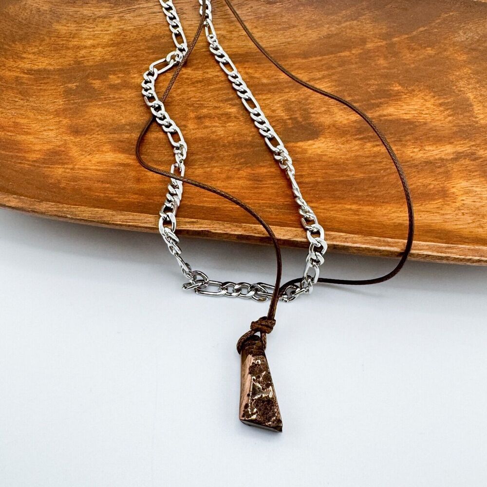 Vintage Layered Necklace Metal Nugget Pendant Minimalist Timeless Y2K Retro